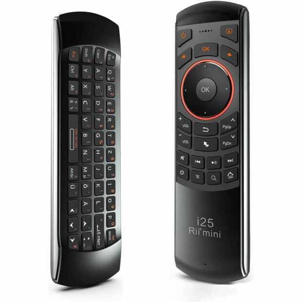 Riitek Rii mini i25 Funk Tastatur QWERTZ Maus IR-Fernbedienung kabellos Android Smart Fire TV Konsole